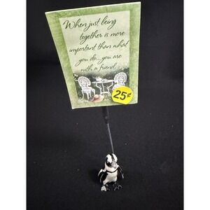 RiverM Penguin Photo Note Holder Ceramic Base Friendship Greeting Card BKM1410